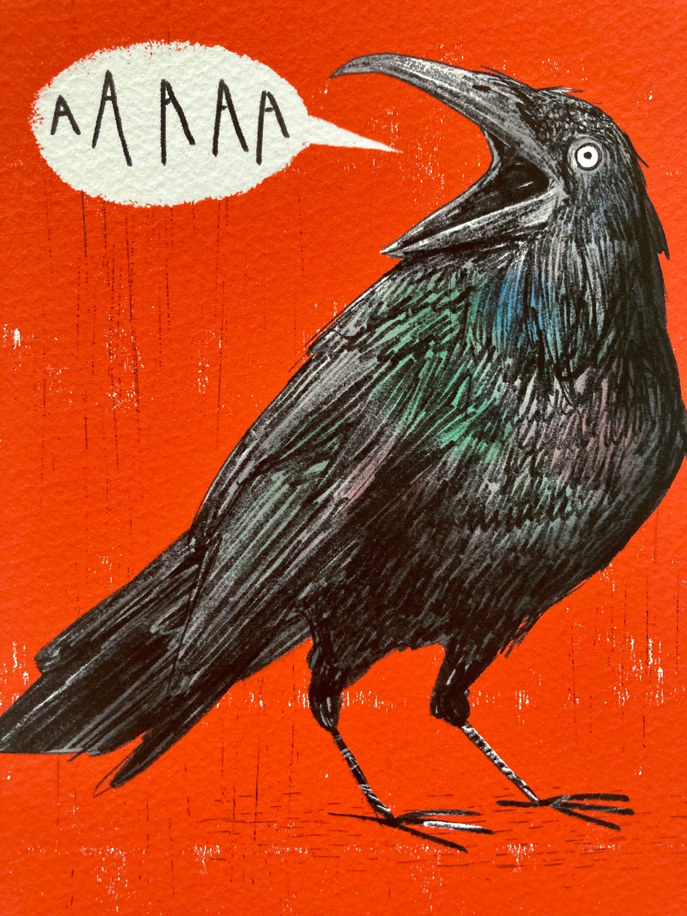 "Screaming Crow - Red" Print