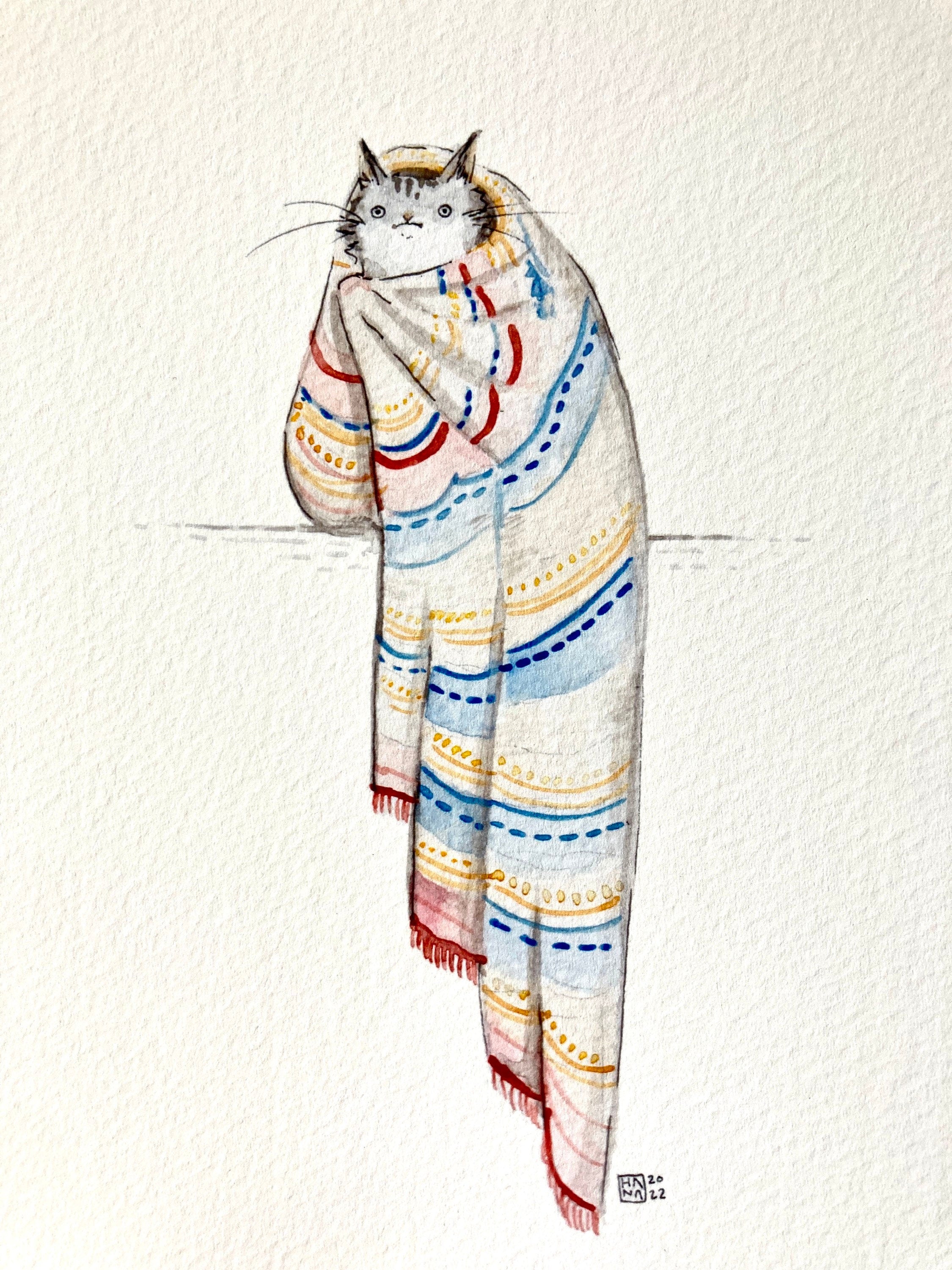 "Blanket Cat" Print