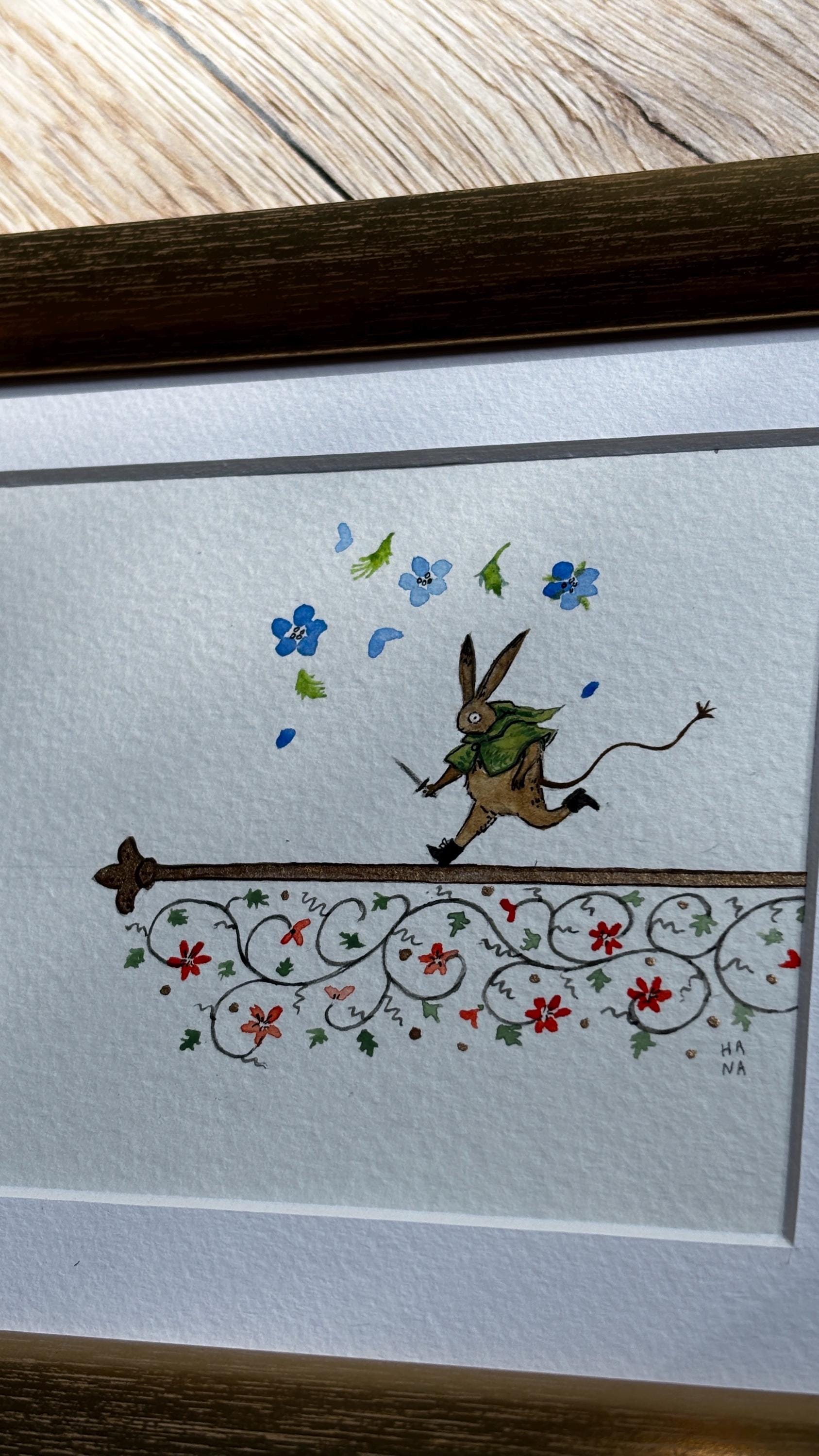 "Little Manuscript Rabbit" Original Watercolour Painting