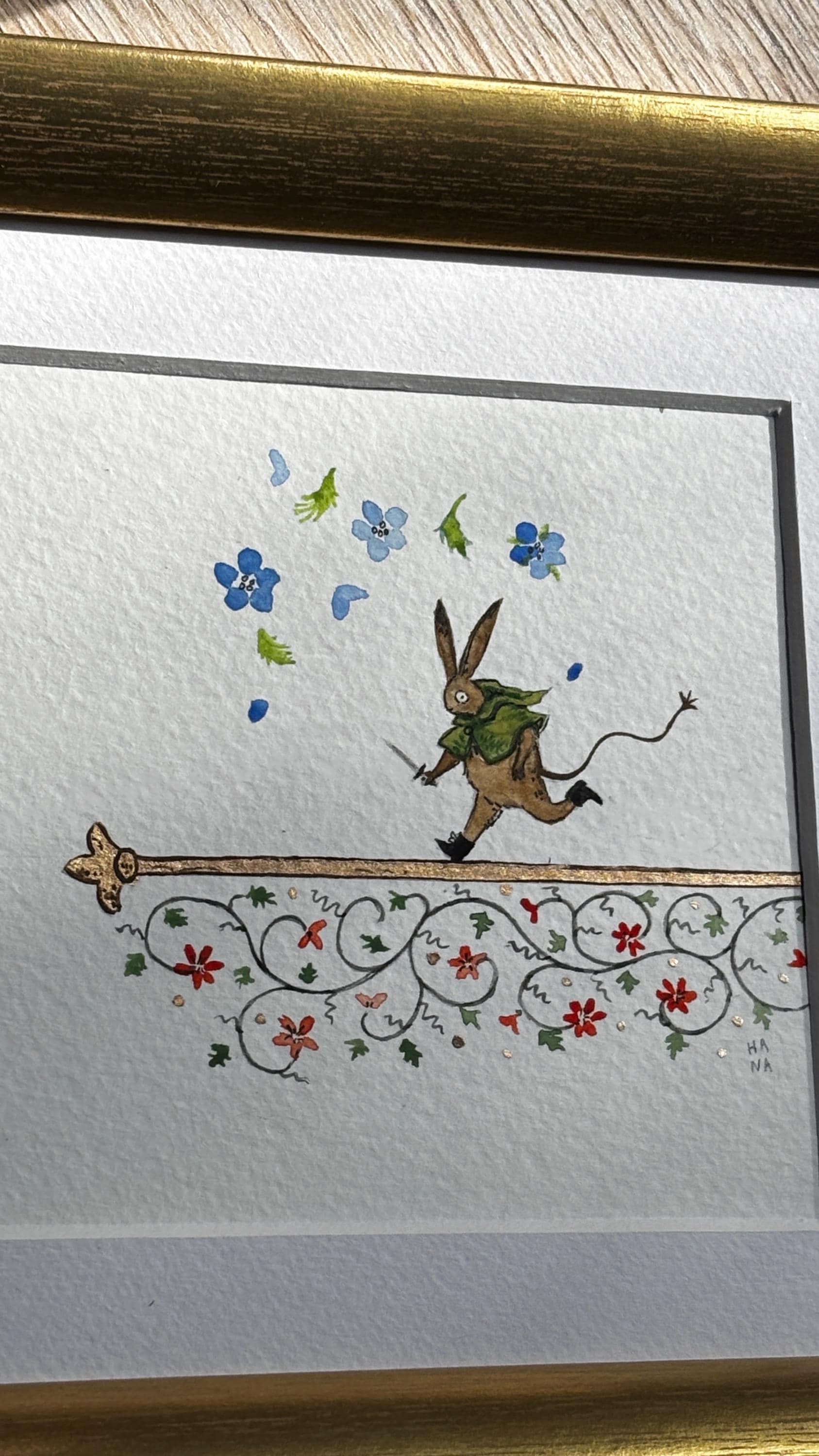 "Little Manuscript Rabbit" Original Watercolour Painting
