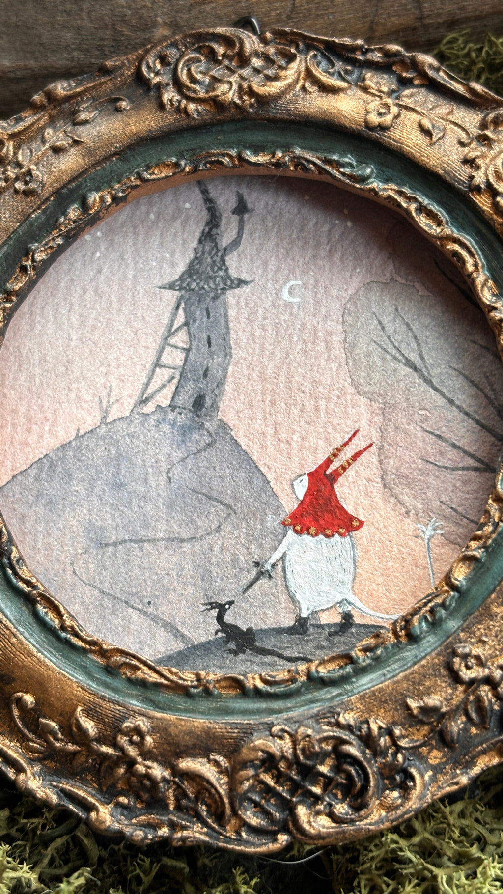 "Titchy's Tale" Original Watercolour Painting Triptych