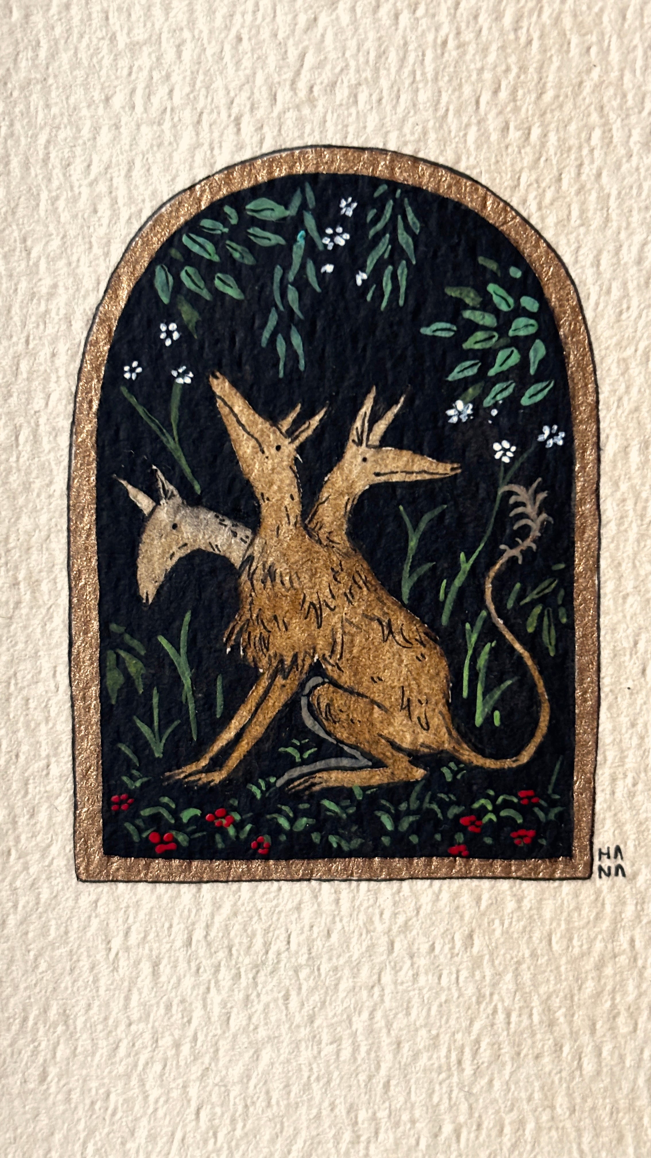 'Three-Headed Dog' Original Watercolour Painting