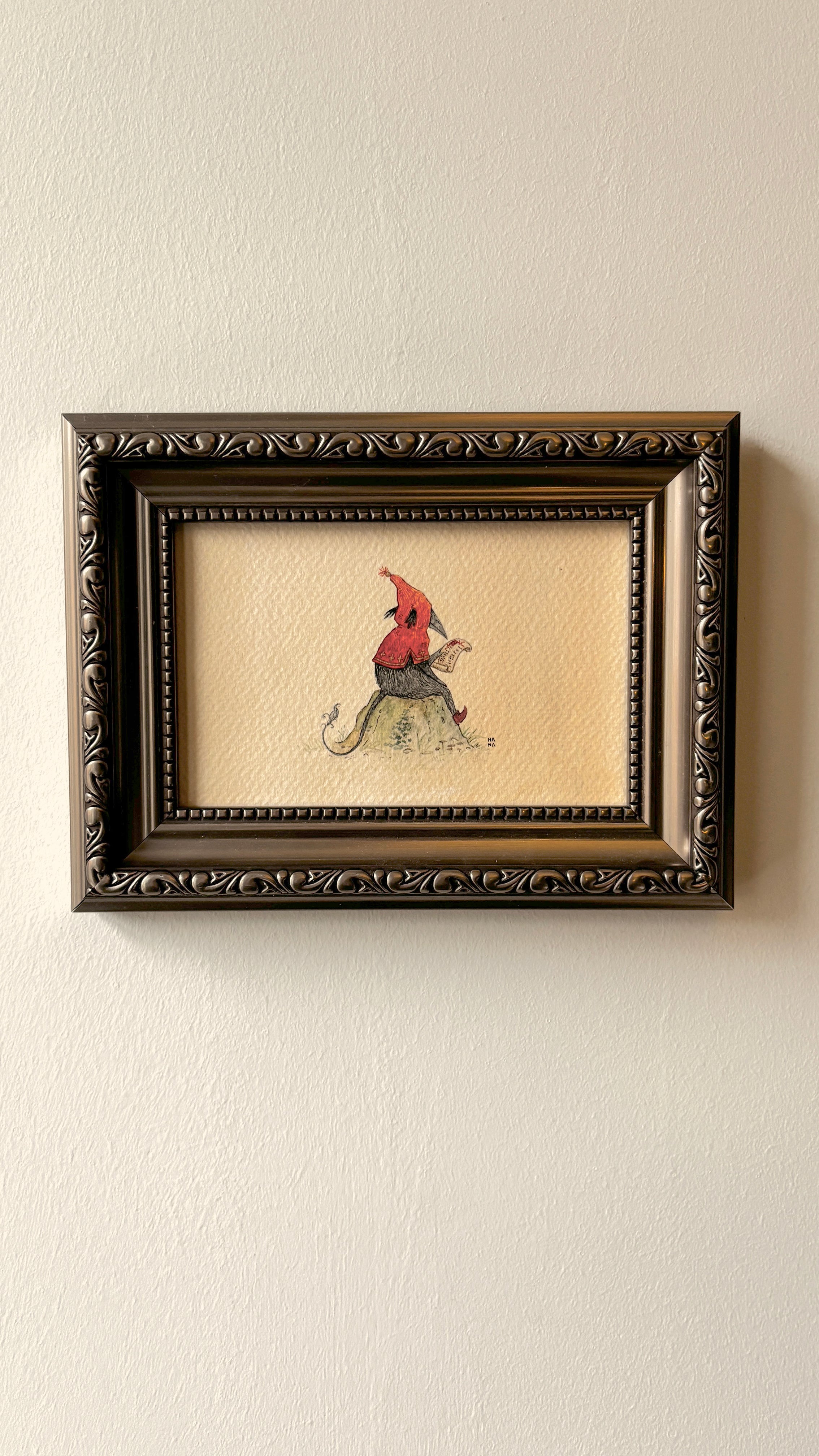 'Quarlic Tom Reads a Letter' Original Watercolour Painting