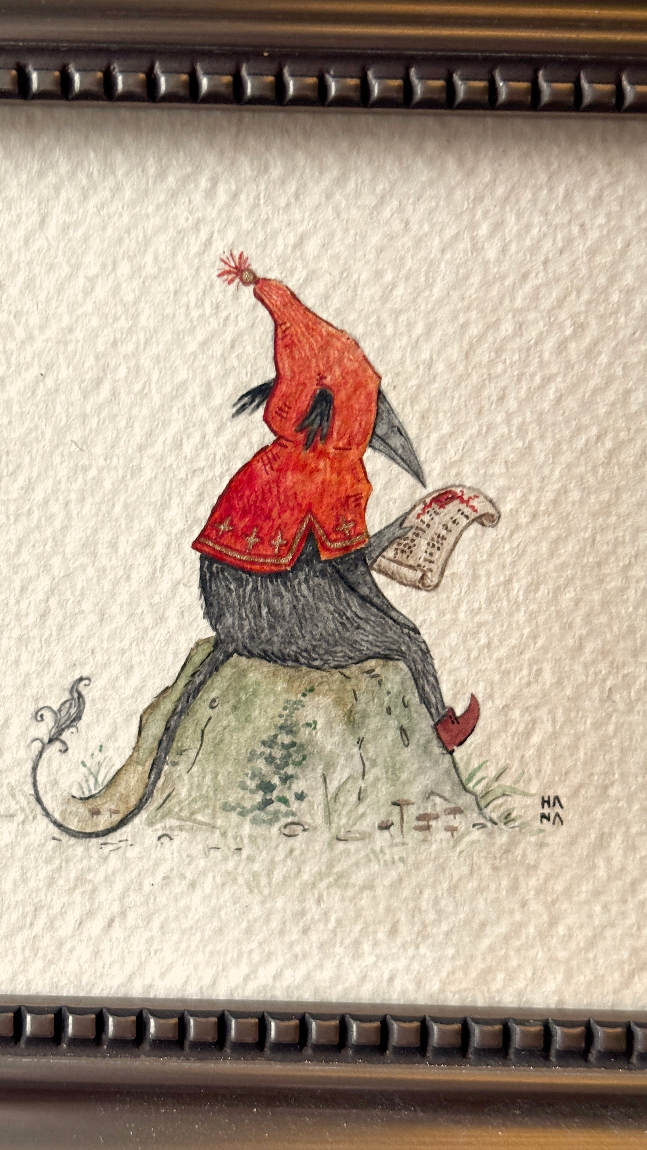 'Quarlic Tom Reads a Letter' Original Watercolour Painting