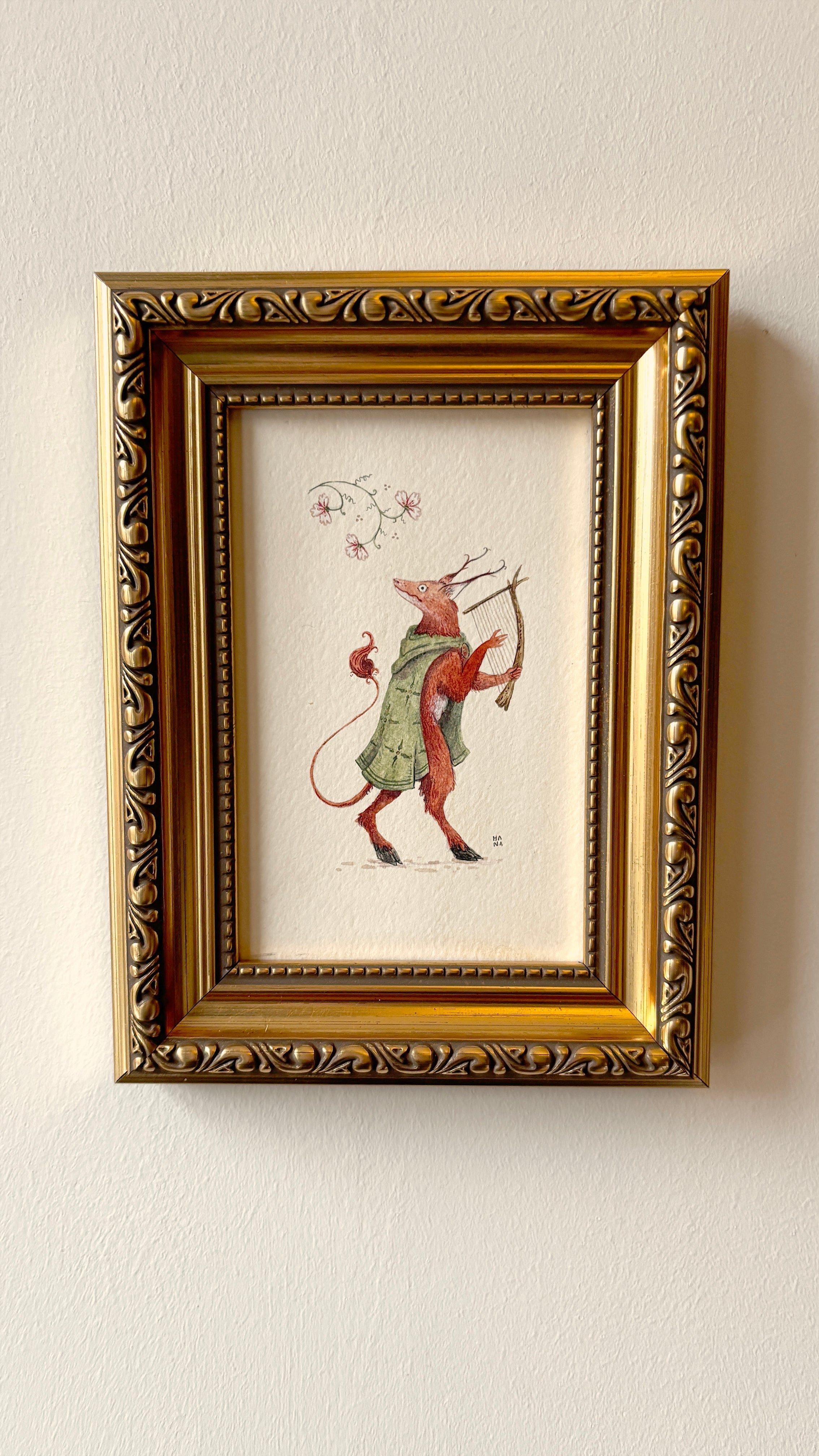 'The Harpist' Original Watercolour Painting