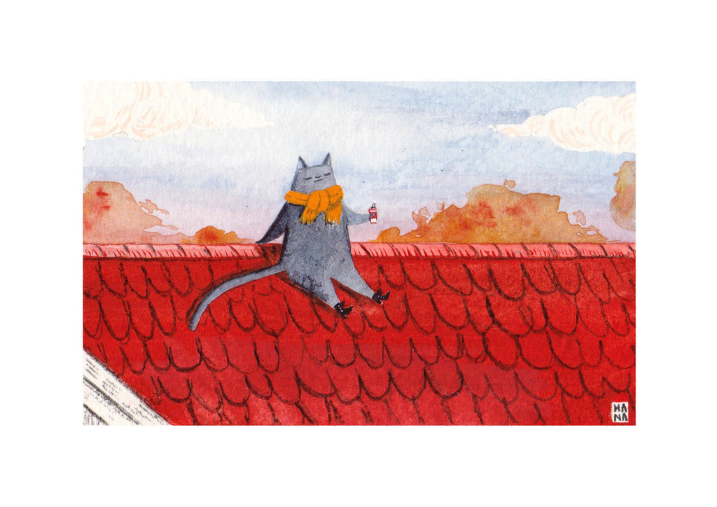 "Cat on a Roof" Print