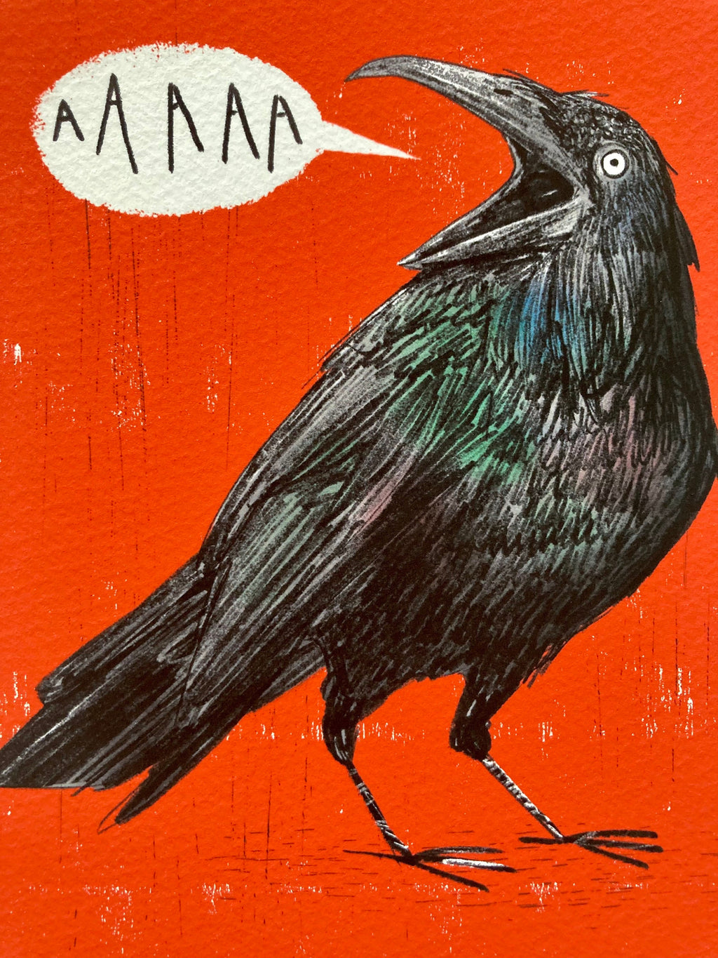 "Screaming Crow - Red" Print