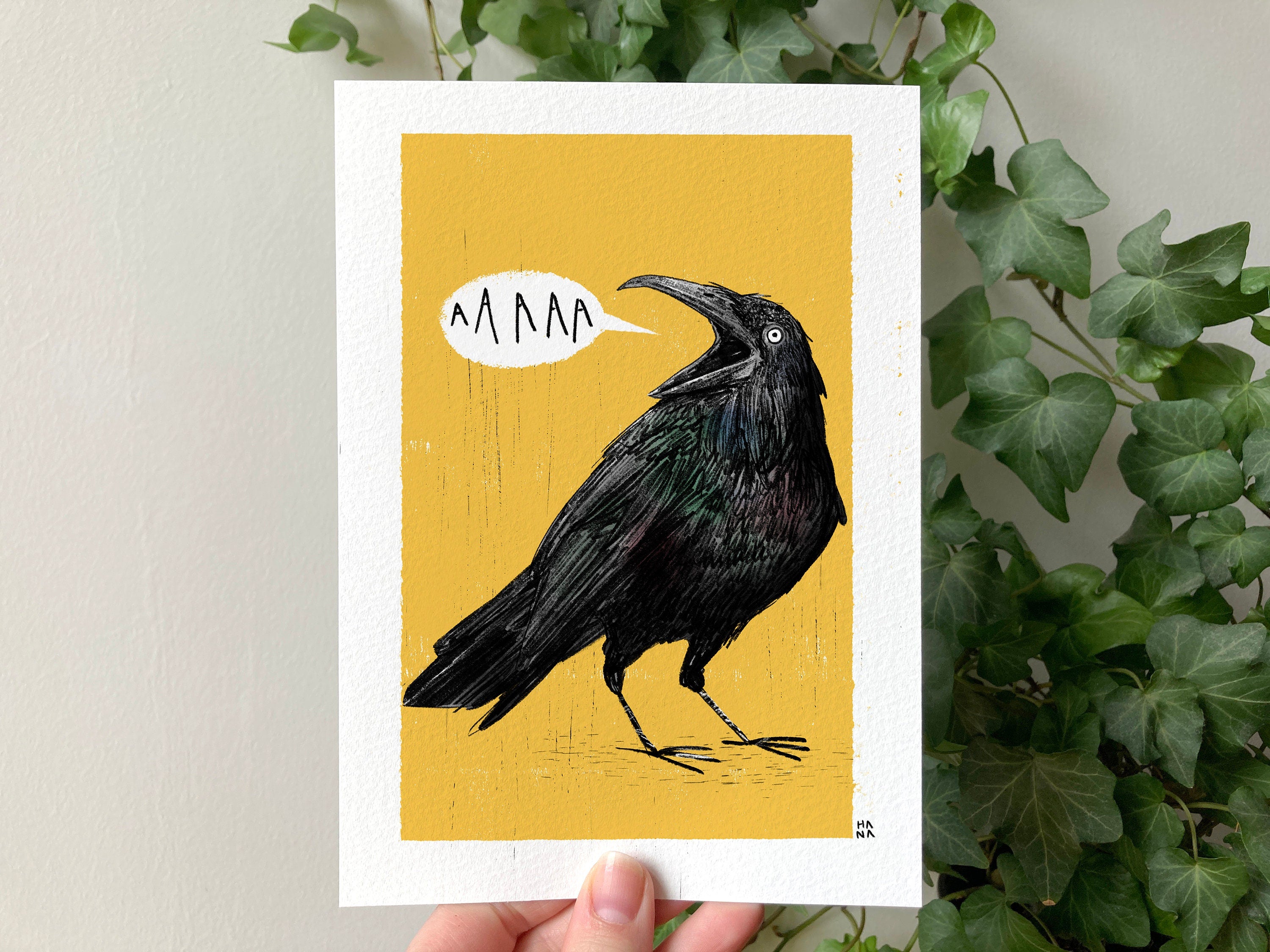 "Screaming Crow - Yellow" Print