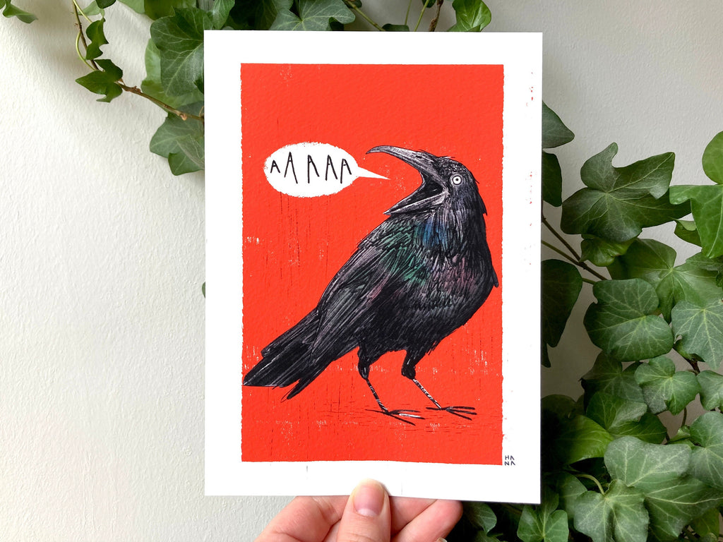 "Screaming Crow - Red" Print