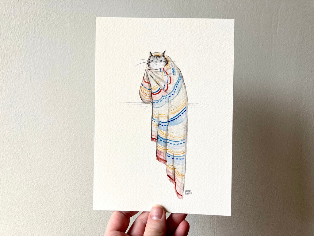 "Blanket Cat" Print