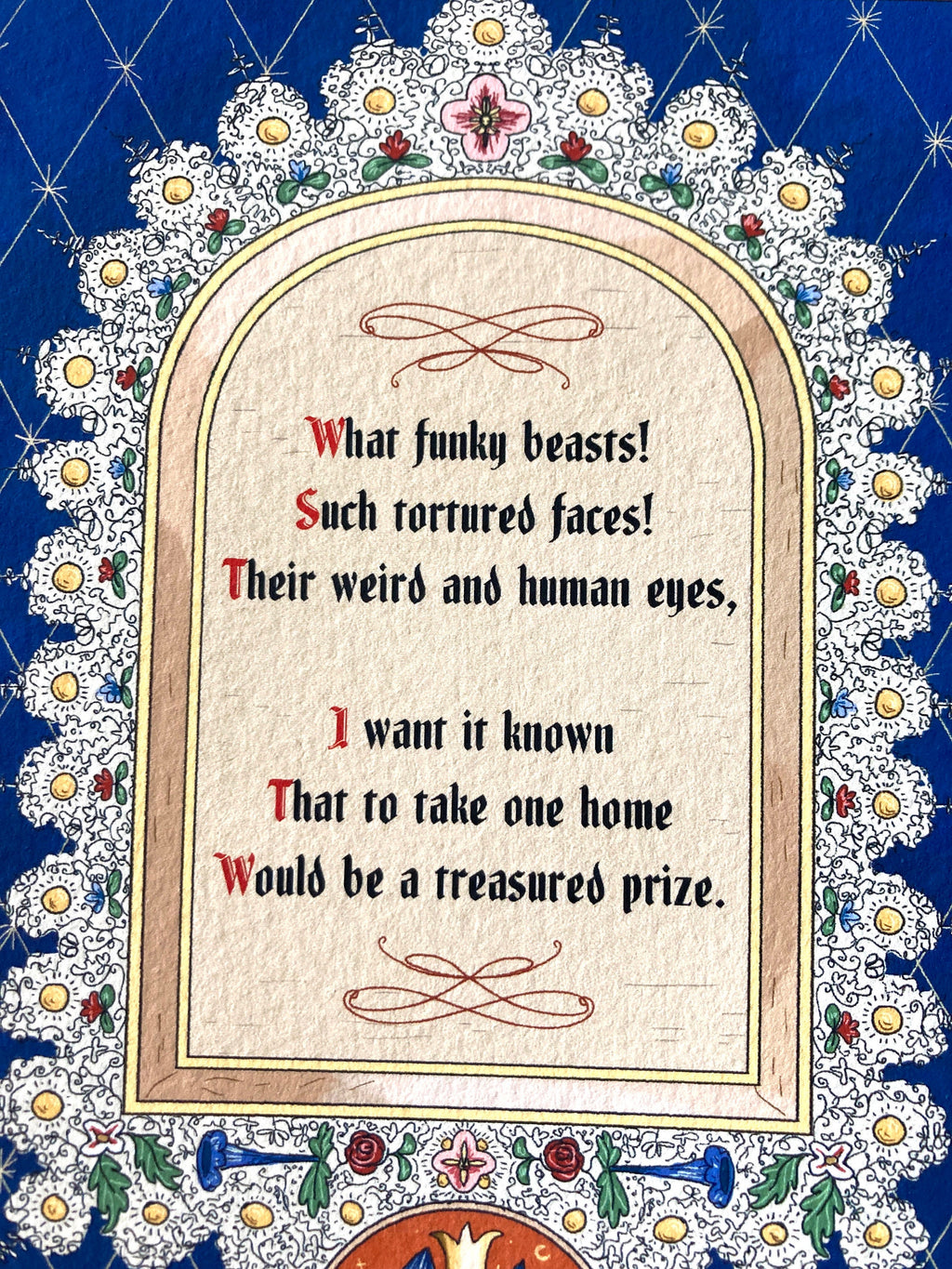 "Ugly Medieval Animal Poem" Print