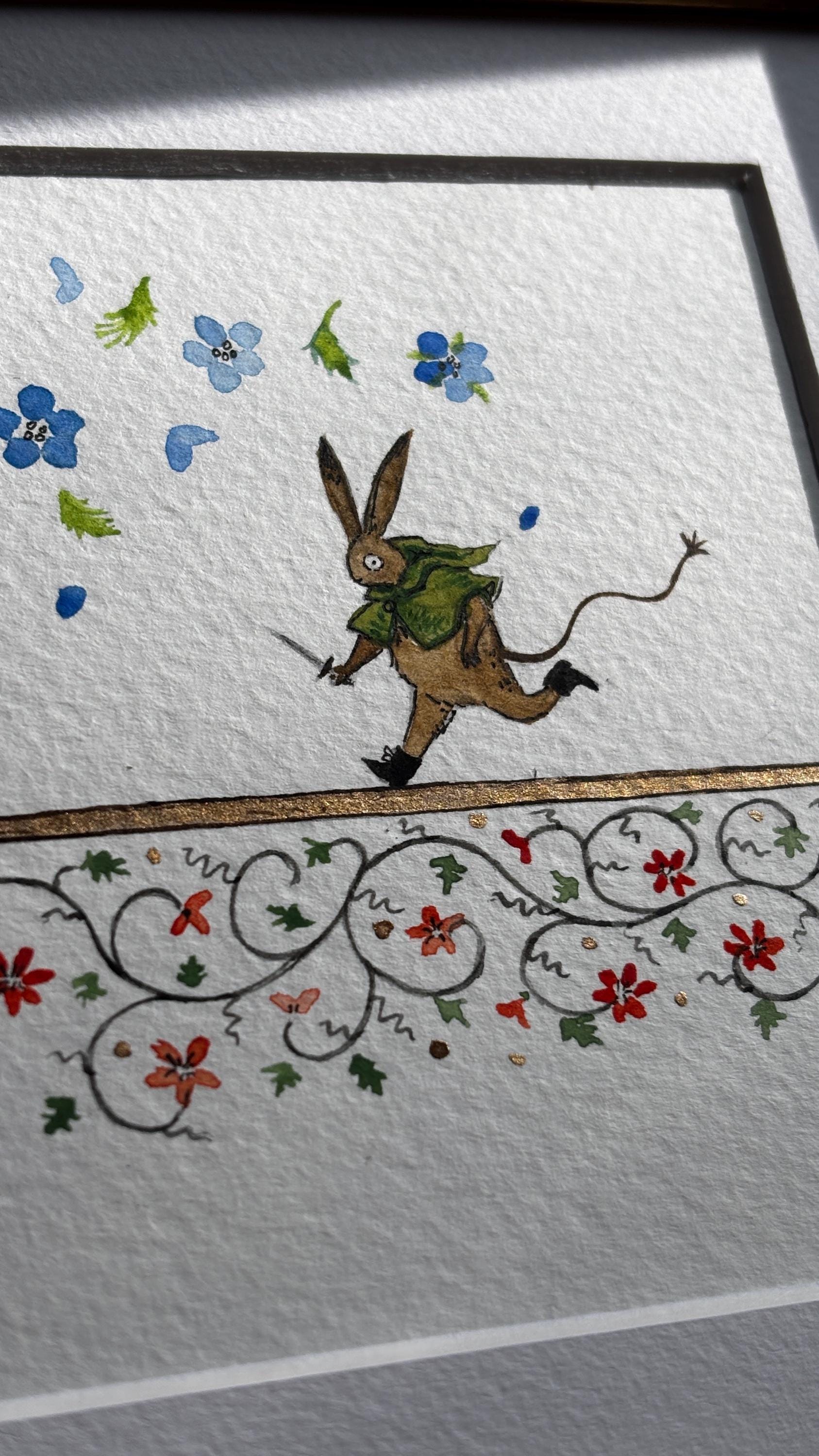 "Little Manuscript Rabbit" Original Watercolour Painting